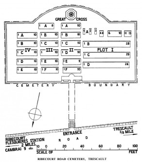CWGC Cemetery Plan: RIBECOURT ROAD CEMETERY, TRESCAULT