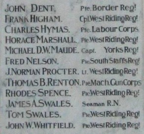 (1a) St Peter's Church: marble tablet - Roll of Honour - detail