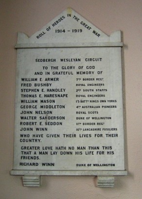 (2) Methodist Church: Sedbergh Wesleyan Circuit memorial tablet