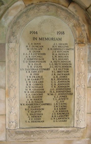 (1) Cloisters - Roll of Honour, panel no 1