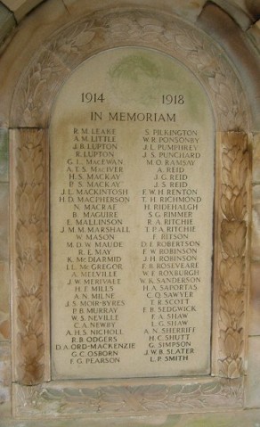 (1) Cloisters - Roll of Honour, panel no 2