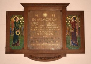 (3a) Wesleyan Church (St John's Methodist Church): wooden plaque with painted side panels