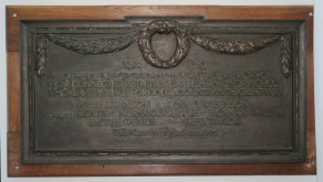 (3a) Wesleyan Church & Sunday School - bronze plaque on wooden surround