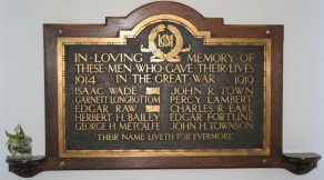 (3b) United Methodist Church - bronze plaque on wooden surround