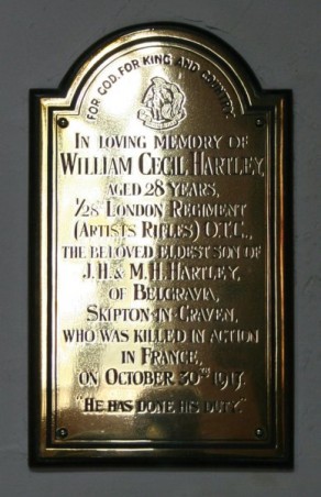 (2b) Holy Trinity Church: private memorial plaque (William Cecil Hartley)