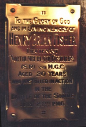 (2b) Holy Trinity Church: private memorial plaque (Henry Bryan Fisher)