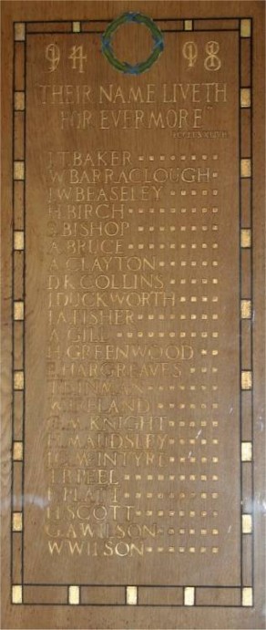 (8) Baptist Church: three panelled oak tablet - detail