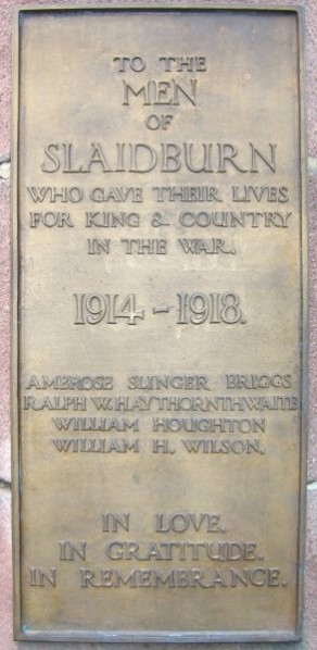 (1a) War Memorial: Slaidburn Panel