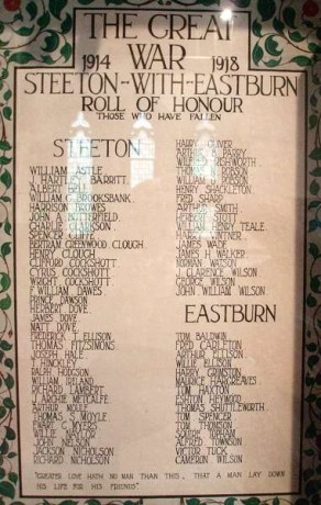 (3) Mechanics' Institute: Steeton-with-Eastburn Roll of Honour - detail 'Those Who Have Fallen'