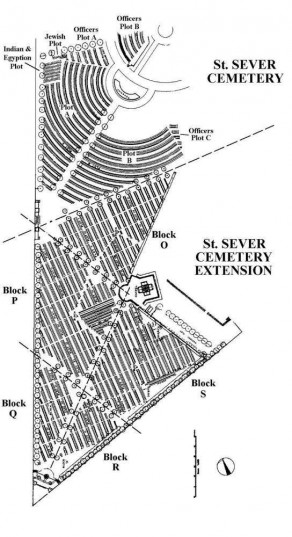 CWGC Cemetery Plan: ST. SEVER CEMETERY EXTENSION, ROUEN