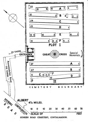 CWGC Cemetery Plan: SUNKEN ROAD CEMETERY, CONTALMAISON