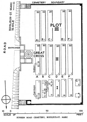CWGC Cemetery Plan: SUNKEN ROAD CEMETERY, BOISLEUX-ST. MARC