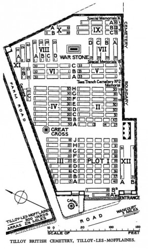 CWGC Cemetery Plan: TILLOY BRITISH CEMETERY, TILLOY-LES-MOFFLAINES