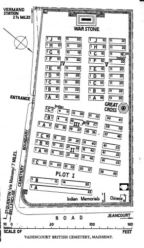 CWGC Cemetery Plan: VADENCOURT BRITISH CEMETERY, MAISSEMY