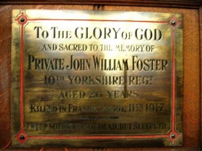 (1c) St Gregory's Church: private memorial plaque (John William Foster)