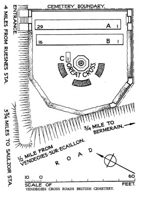 CWGC Cemetery Plan: VENDEGIES CROSS ROADS BRITISH CEMETERY, BERMERAIN