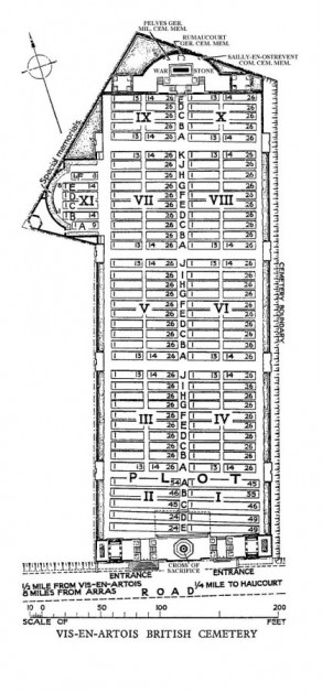 CWGC Cemetery Plan: VIS-EN-ARTOIS BRITISH CEMETERY, HAUCOURT