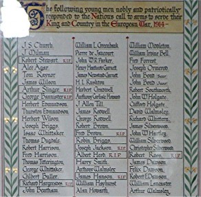 (2a) St Helen's Church: Roll of Honour - detail no 1