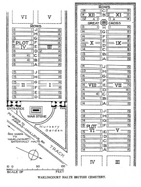 CWGC Cemetery Plan: WARLINCOURT HALTE BRITISH CEMETERY, SAULTY